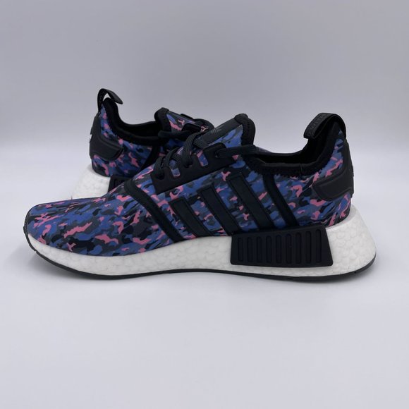 adidas NMD R1 Black / White / Blue Womens Shoes - Picture 2 of 8